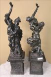 Pair of marble statues of women, 2 parts