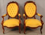 Pair of rosewood Victorian parlor arm chairs
