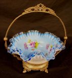 Victorian art glass brides basket