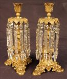 Matched pair brass and bronze candlesticks