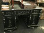 Heavy carved maogany partners desk