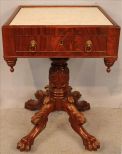 Acanthus carved bed side table with marble top