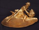 Gold Dore bronze inkwell