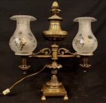 Double arm argand lamp, true antique 20 in. T
