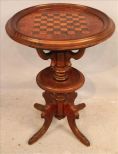 Walnut Victorian checker board style lamp table