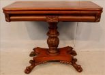 Mahogany federal game table with acanthus base