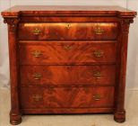 Mahogany 4 drawer chest with column front