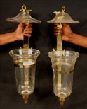 Matched pair candleholders with hangers and lids