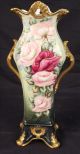 Large hand painted elite Limoges vase with roses