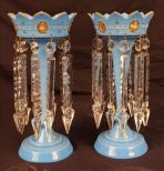 Matched pair blue lusters with 8 in. prisms