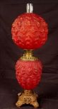 Period Victorian red satin gone with the wind lamp