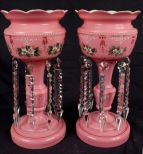 Large set of pink lusters with enamel paint