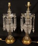 Matched pair of crystal lamps