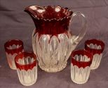 Ruby flask water set with pitcher and 4 glasses