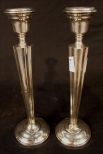 Pair of sterling silver candlesticks, 10 in. T.
