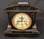 Victorian Metal mantle clock, 12 in. T, 10 in. W.