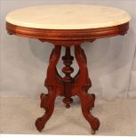 Walnut Victorian mid-century marble top table