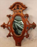 Walnut Victorian hanging coatrack mirror