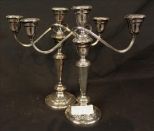 Pair of 3 light silver-plate candelabras, 10 in. T.