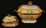 Matching pair Old Paris covered serving dishes