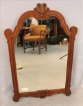 Hanging wall mirror with wood frame