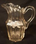 Heavy glass pitcher possibly Steuben, 9 in. T.