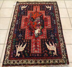 12h Pictorial Shiraz area rug, 5 ft. 3 in. x 3 ft. 6 in.