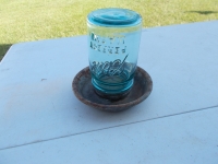 Chicken Feeder Blue Jar