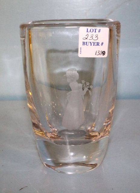 Orrefors Glass Vase with Etching