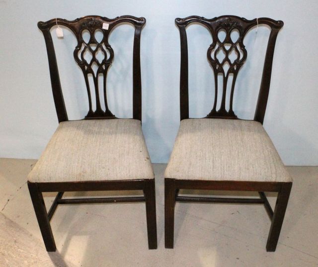 Pair Chippendale Style Mahogany Side Chairs from Turn of the Century