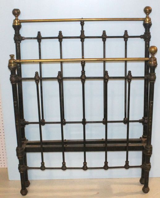 Antique Iron and Brass Single Bed