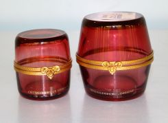 Two Cranberry Glass Ring Boxes