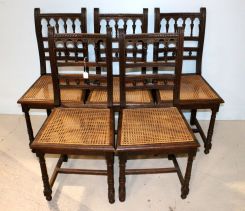 Set of Five Oak Victorian Side Chairs