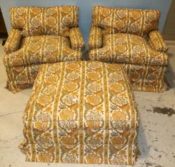 Pair Arm Chairs and Ottoman