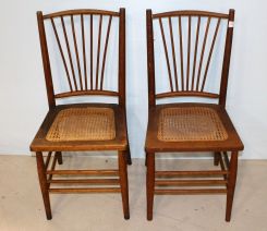 Two Fan Back Side Chairs with Cane Seats