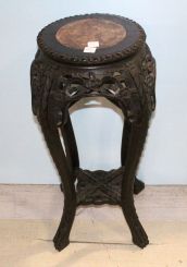Carved Rosewood Marble Top Stand