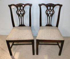 Pair Chippendale Style Mahogany Side Chairs from Turn of the Century