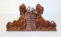 Pair Bronze Elephant Bookends