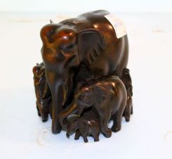 Carved Bronze Elephant Group