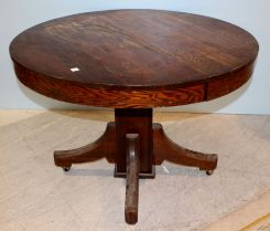 Mission Style Oak Round Dining Table