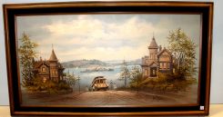 Oil on Canvas of Trolley Car by William E. Daniels