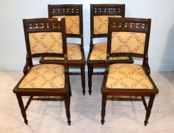 Set of Four Walnut Victorian Side Chairs