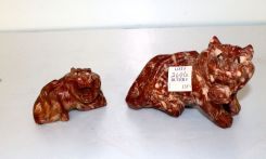 Two Carved Japanese Marble Tigers
