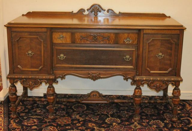 Burled Walnut Depression Sideboard with Beaded Trim