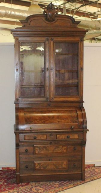 Walnut Victorian Cylinder Roll Desk