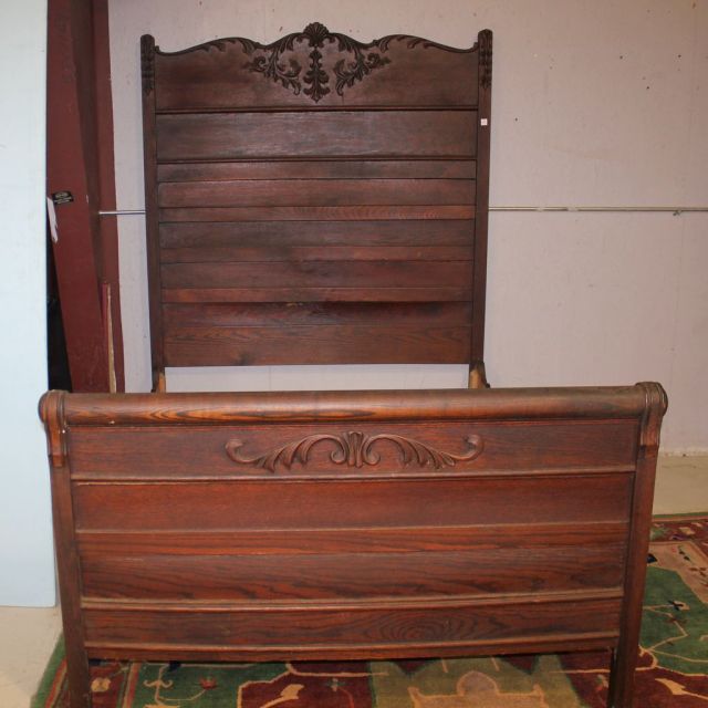 Turn of the Century Oak High Back Bed