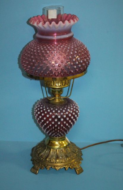 Cranberry Hobnail Lamp