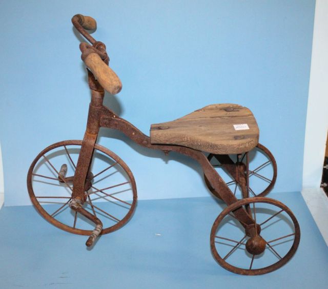 Early Iron and Wood Doll Tricycle