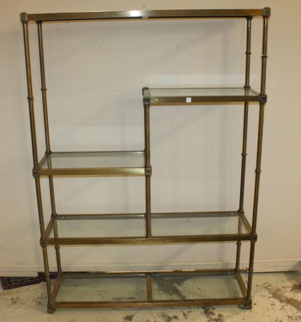 Five Shelf Brass Display with Glass Top