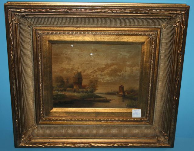 Oil On Canvas of Fishing Scene signed J. Savsill